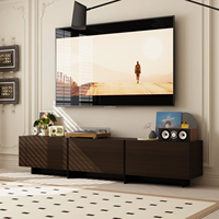 Koyu Ahşap Desenli Modüler TV Dolabı, Kombine Kapalı Depolama Ortam Konsolu, Modern Düşük Profilli Ahşap TV Sehpası