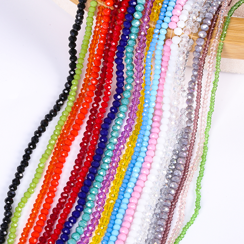 Wholesale Cheap High Quality Glass Beads 2/4/6/8mm Faceted Colored Crystals Loose Beads for Jewelry Gemstone
