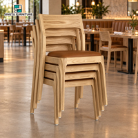 Chaises de restaurant pour hôtel, rembourrées, empilables, en bois massif, avec assise en cuir PU, pour café, bistrot, banquet, personnalisables, OEM, ODM