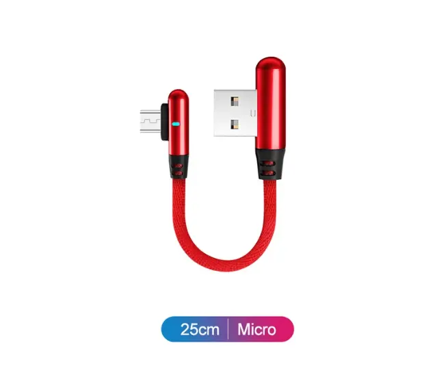 25cm Micro-USB-Kabel Kurzes tragbares 90-Grad-Typ-C-Schnellladedatenkabel für Powerbank-Laptop-Handy-Ladekabel