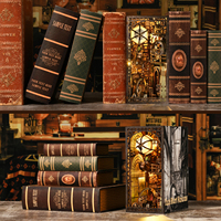 Kit de bricolage professionnel ETKVR pour bibliothèque miniature de luxe, modèle de puzzle en bois 3D avec éclairage LED, décoration de bibliothèque en forme de château magique
