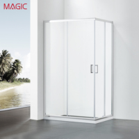 Porte coulissante en verre courbé en acier inoxydable 304 pour salle de bain, design européen, verre traité, garantie 3 ans, cloison de salle de bain
