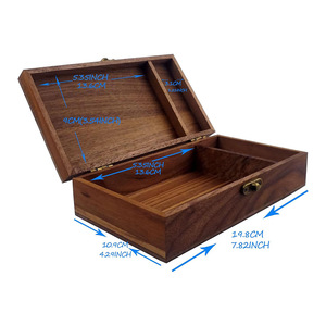 Caja de joyería cuadrada de madera de nogal con tapa con bisagras y cerradura para almacenamiento y exhibición - Product Image 4