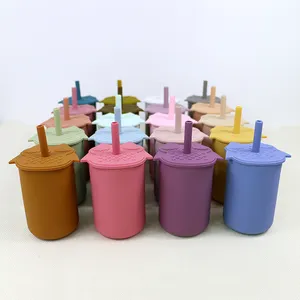 Hot Selling Uil Dier Kinderen Siliconen Training Peuter Cup Voeding Drinkwater Organische Cup Sippy Kids Baby Sippy Cup