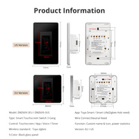 Zemismart Écran d'affichage Tuya Zigbee Interrupteur intelligent 3 gangs Personnalisable (nom et icône) avec moniteur d'énergie Taille US EU Compatible Alexa Google Apple Home via Hub