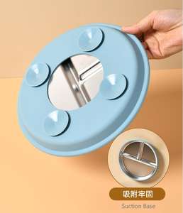 Plaque en acier inoxydable divisée ronde incassable 304 avec <span class=keywords><strong>base</strong></span> d'aspiration en silicone bébé plaque d'aspiration antidérapante plateau à vaisselle - Product Image 3