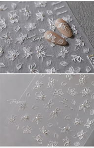 Autocollants pour ongles 5D avec fleurs et papillons blancs, autocollants pour ongles scintillants avec perles, autocollants auto-adhésifs scintillants avec fleurs blanches - Product Image 5