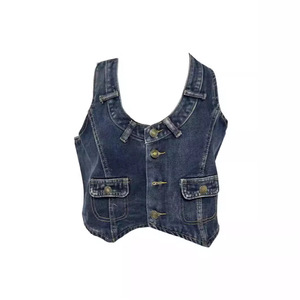 Venta directa de fábrica Comercio exterior europeo y americano Suministro transfronterizo Retro Chaleco de mezclilla delgado <span class=keywords><strong>para</strong></span> mujeres <span class=keywords><strong>Amazon</strong></span> Estilo caliente - Product Image 5