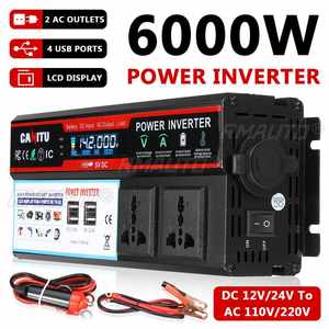 Inversor de Corriente de 6000W con Pantalla LCD, Inversor de Corriente para Automóvil de CC12V/24V a CA110V/220V, 4 Puertos USB, Transformador para Automóvil, Convertidor Automático - Product Image 1