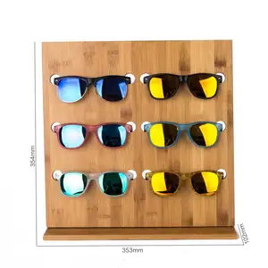 Модные солнцезащитные очки из натурального бамбука с подставкой для шести солнцезащитных очков