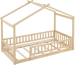 Letto singolo in legno con tetto e ringhiera di sicurezza - Product Image 5