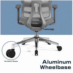 Chaise de bureau ergonomique en maille, chaise de gaming avec base en aluminium - Product Image 4