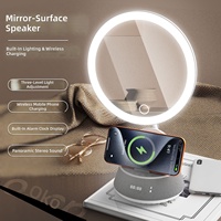 Cermin Rias Nirkabel Magnetik Pintar Dengan Lampu Isi Ulang Speaker BT Suara Jernih Cermin Kosmetik Portabel Audio