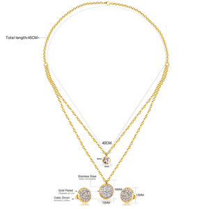 Prezzo a buon mercato Set di gioielli di moda di migliore qualità orecchini da taglio gioielli da donna oro placcato in acciaio inossidabile Set di gioielli - Product Image 1