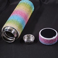 Gobelet isotherme en acier inoxydable entièrement recouvert de strass avec affichage de la température, pour usage personnel, vente directe usine