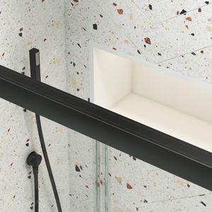 DB ประตูบานเลื่อนอาบน้ำพร้อม1/4 "กระจกเทมเปอร์และผิวสีดำด้าน50-54" X70" - Product Image 6