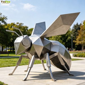 ประติมากรรมผึ้งสแตนเลสขนาดใหญ่ทันสมัยปรับแต่งได้ ตกแต่งสวนและสวนสาธารณะกลางแจ้ง - Product Image 4