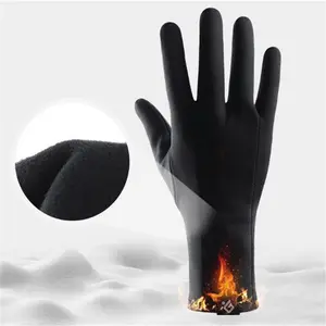 ถุงมือกีฬาWindproof Unisex Full Finger Thermalขนแกะขี่จักรยานTouchscreenถุงมือ