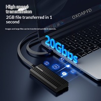 Casing Hard Drive Portabel M.2 NVMe dari Aluminium Alloy, Pembaca SSD Eksternal 20 Gbps untuk Laptop 4TB PC