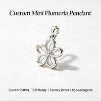 Colgante Personalizado de Mini Plumeria, Amuleto de Flor Hawaiana de Plata Esterlina 925, con Opción de Piedra de Circonita, Joyería al por Mayor