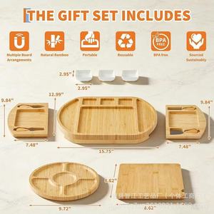 Juego de tablas de quesos personalizadas, tabla de cortar queso magnética desmontable de bambú, tabla para cortar carne para cocina casera - Product Image 1