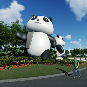 Sculpture de panda en fibre de verre pour installation artistique extérieure en parc, figurine animale à poser au sol, décoration paysagère - Product Image 3