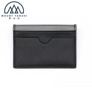 Porte-cartes fin anti-RFID, porte-cartes de crédit en cuir fait main personnalisé, luxe, ultra-pro, avec design de rainure pour les doigts - Product Image 1