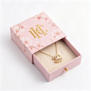 Custom Printing Necklace Drawer Box Square Pendant Case with Velvet Insert Wholesale Factory Direct Bulk Order Jewelry Packaging - Product Image 1