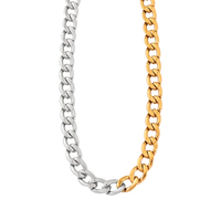 Kalung Choker Rantai Cuban Tebal Minimalis Dua Warna Lapis Emas 18K PVD Stainless Steel untuk Wanita, Perhiasan Tahan Air