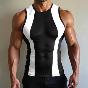 MILIENZ SPORTS APPAREL Camiseta sin Mangas con Cuello Alto y Estampado de Leopardo para Hombre, 100% Algodón Tejido, Impresión Digital, 220g, Negro - Product Image 1