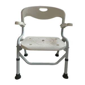 Chaise de douche antidérapante pour personnes âgées, siège de toilette pliable avec accoudoirs, en alliage d'aluminium, capacité de 150 kg - Product Image 1