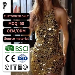 Vestido Mini Personalizado de Boutique, Nuevo, Moderno, Sin Mangas, Sexy y Elegante, Vestido de Lentejuelas para Mujer - Product Image 1