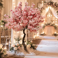 Maßgefertigter Gebogener Stamm 1,9m Künstlicher Rosa Kirschblütenbaum Faux Sakura Blütenbaum für Hochzeit Hotel Innendekoration