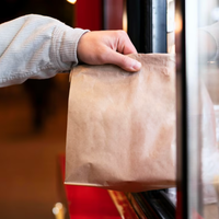 Moyen 12 # épicerie transporter du pain de restauration rapide à emporter sac en papier kraft carré SOS à fond plat
