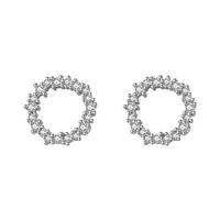 Boucles d'oreilles en argent sterling 925 plaqué or avec zircon et cercle, boucles d'oreilles de luxe coréennes pour filles
