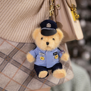 Oso de Peluche de Policía de Dibujos Animados, Muñeco de Peluche para Niños, Llavero de Peluche con Imagen de Oso <span class=keywords><strong>Bombero</strong></span> y Policía de Tráfico, Regalo Perfecto para Niños - Product Image 4