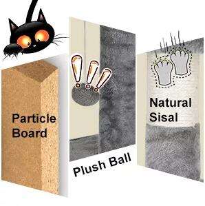 Menara kucing kayu Modern Multi-Level produk kucing hewan peliharaan lantai abu-abu tinggi dengan pohon kucing kayu Sisal - Product Image 5