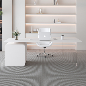 <strong>Modern</strong> Wooden Office Desk Durable <strong>Computer</strong> Desk for Home Office White Finish Box Drawer Storage Commercial Grade - Product Image 3