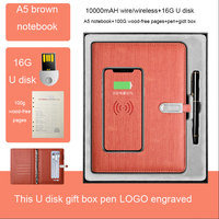 Fabricant 10000mAH a5 powerbank notebook avec chargeur sans fil notebook à feuilles mobiles avec porte-stylo logo personnalisé vente en gros