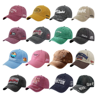 Casquette de baseball vintage en coton délavé et vieilli, non structurée, réglable, pour homme et femme, avec logo brodé