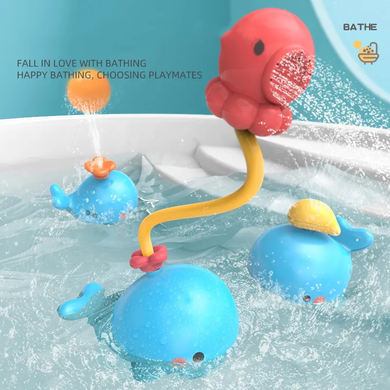 2023 neue Art elektrische Wasser Oktopus Bad Spiel Kinder Cartoon niedlichen Wassers prüh wal Dusche Baby Bad Bades pielzeug