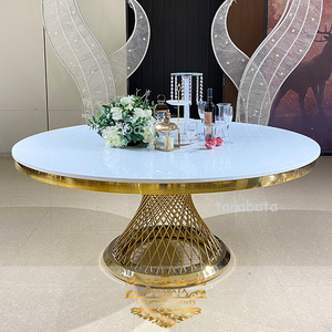 Mesa de comedor de acero inoxidable, mesa para eventos reales, mdf superior, usada - Product Image 3