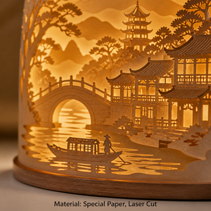 Lampe Globe 3D en Papier Découpé ZS-PC0195 au Design Original, Veilleuse LED, Lampe Boîte à Ombre Thème Ville Aquatique, Cadeau - Product Image 4