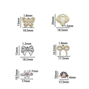 Breloques en alliage, pendentifs papillon, nœud, cœur, en alliage de zinc, accessoires de bijoux DIY, breloques unisexes tendance - Product Image 2