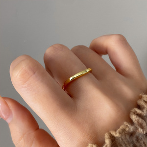 Curved Band <b>Plain</b> Stackable <b>Ring</b> 18K Gold Plated Minimalist Jewelry Dainty <b>Rings</b> for Women Daily - Product Image 3