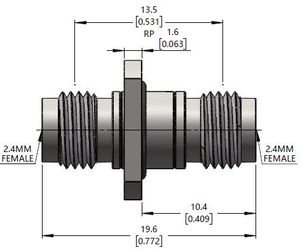 Adaptador ZCOM 2.4(<span class=keywords><strong>F</strong></span>)-2.4(<span class=keywords><strong>F</strong></span>) Hembra a Hembra de 2.4 Pulgadas con Brida de 4 Orificios, Bajo VSWR, Baja Pérdida de Inserción, Conector Coaxial RF de CC-50GHz - Product Image 3