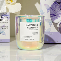 Le plus récent gros de luxe parfum de maison cadeau chambre arôme personnalisé holographique verre roseau diffuseur cire de soja ensemble de bougies parfumées