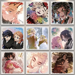 Boîte mystère de sous-verres anime japonais, sous-verres carrés en aluminium gaufré avec motifs d'anime, vente en gros de marchandises de dessins animés, jeu de table - Product Image 4