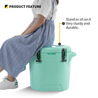Glacière ronde rotomoulée 27QT à sortie directe d'usine avec règle de mesure de poisson, maintien de la glace pendant 5 jours pour le camping et la pêche