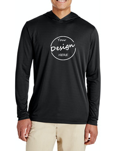 เสื้อมีฮู้ดสำหรับตกปลา UPF 50ผ้าโพลีเอสเตอร์ผ้าสแปนเด็กซ์พิมพ์สกรีนเสื้อแขนยาวผ้า UV แห้งเร็วแบบเรียบ - Product Image 4